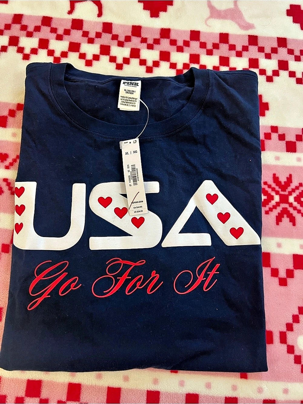 Pink by VS Graphic Tee in Blue NWT